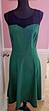 Bbonlinedress Green Lace Overlay Dress Womens Large Fit & Flare Cocktail Party